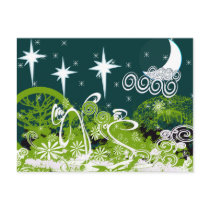 Moon Star Tree Paint Splat postcards
