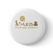 Moon,Stars, and Animals First Birthday buttons by kids_birthdays Moon,Stars, and Animals First Birthday buttons
