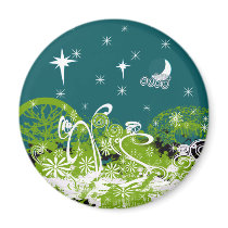 Moon Stars Swirl Paint Splat Refrigerator Magnet