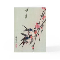 Moon, Swallows, and Peach Blossoms, Ando Hiroshige Greeting Card