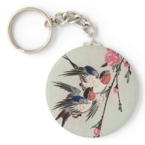 Moon, Swallows, and Peach Blossoms, Ando Hiroshige Key Chains