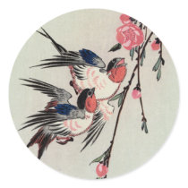Moon, Swallows, and Peach Blossoms, Ando Hiroshige Sticker
