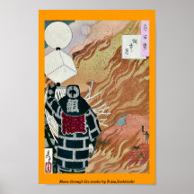 Moon through the smoke by Taiso,Yoshitoshi Poster