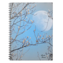 Moon through Tulip Poplar Flowers Spiral Notebook