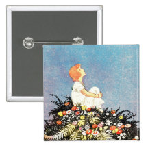 Moon wishes pinback button