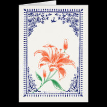 .::MoonDreams::. Vintage Orange Lily Blue Border cards