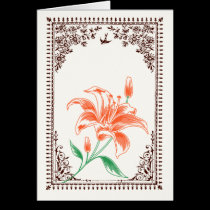 .::MoonDreams::. Vintage Orange Lily Brown Border cards