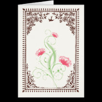.::MoonDreams::. Vintage Pink Flower Brown Border cards