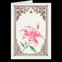 .::MoonDreams::. Vintage Pink Lily Brown Border cards