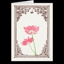 .::MoonDreams::. Vintage Pink Lotus Brown Border cards