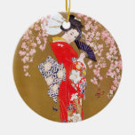 Moonlight and Cherry Blossoms Christmas Ornaments