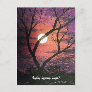 Moonlight and tree postcard