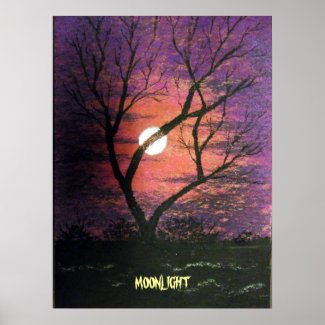 Moonlight and tree poster