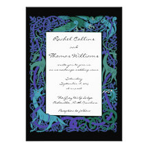 Moonlight Blue Celtic Animals Wedding Invitation