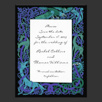 Moonlight Blue Celtic Save the Date Announcement invitations