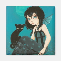 Moonlight Hijinks - goth fairy Magnet magnets