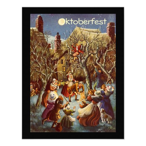 Moonlight Party Gathering Octoberfest Invitations (front side)