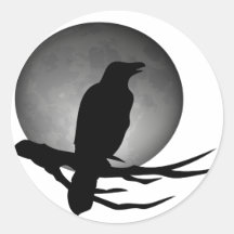 moonlight raven round stickers