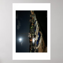 Moonlit Boats Poster