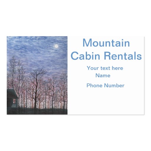 Moonlit Cabin in Winter Business Cards (front side)