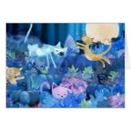 Moonlit cats & kittens card