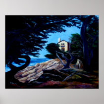 Moonlit House on 17 Mile Drive Print