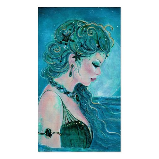 Moonlit Mermaid business cards By Renee Lavoie (front side)