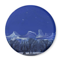 Moonlit Snowy Night magnets by CloudDancer7 Moonlit Snowy Night magnets