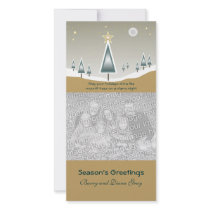 Moonlit Trees on a Starry Night Holiday Photo Card photo cards by dlgray Moonlit Trees on a Starry Night Holiday Photo Card photo cards