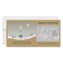 Moonlit Trees on a Starry Night Holiday Photo Card photo cards by dlgray Moonlit Trees on a Starry Night Holiday Photo Card photo cards