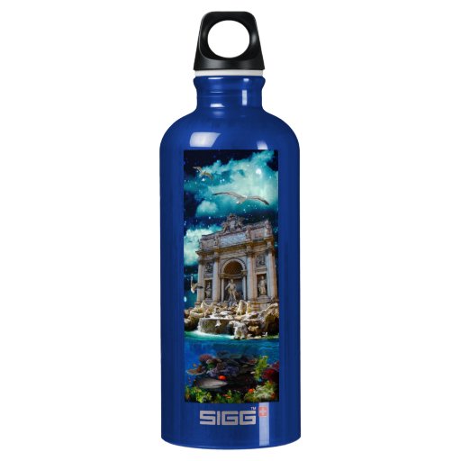 Moonlit Trevi Fountain Tropical Fantasy Water Bottle Zazzle
