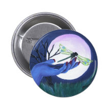 Moonlite Hand and Dragonfly Print Pinback Buttons