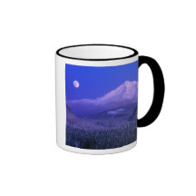 Moonrise over Mt Hood winter, Oregon Mugs