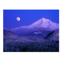 Moonrise over Mt Hood winter, Oregon Postcards
