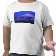 Moonrise over Mt Hood winter, Oregon Tshirts