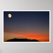 Moonrise over sunset poster