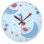 Moons Birds Stars Wall Clock