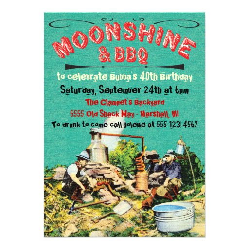 Moonshine and BBQ Party Invitations