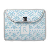 Moonstone Blue Pretty Art Deco Retro Floral Damask macbook sleeves