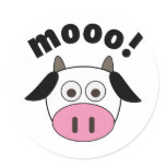 Mooo! Cow Round Stickers