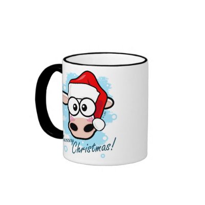 Mooooooy Christmas Festive Cow Mugs by LisaMarieDesign