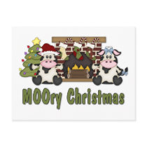MOOORY Chirstmas Cow Christmas Tees, Gifts Post Cards