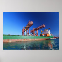 moored container ship posters