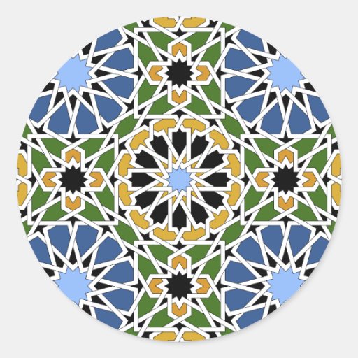 Moorish tile round stickers