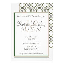 Moorish Wedding Invitation Design - Green OffWhite