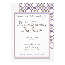 Moorish Wedding Invite Design - Purple Off-White