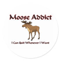 Moose Addict Round Stickers