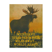 MOOSE AT SUNSET ~ UPPER PENINSULA TRAVEL POSTCARD