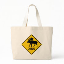 Moose Crossing Highway Sign Canvas Bag