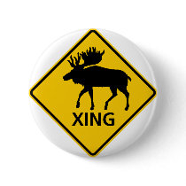 Moose Crossing Highway Sign Pin